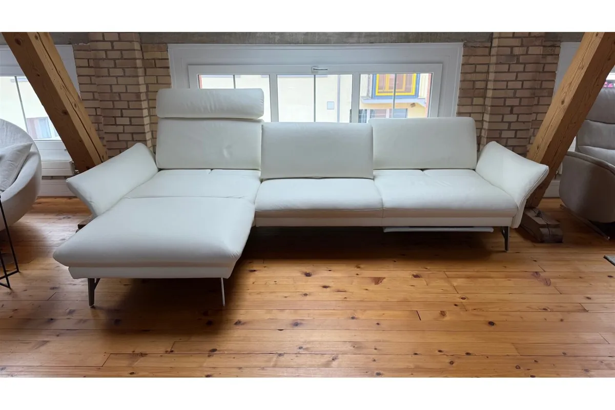 Ledersofa Himolla 1928 mit Longchair Ausstellungsmodell